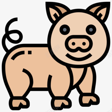 猪农场54线性颜色图标图标