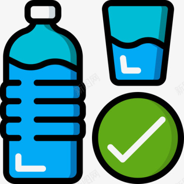 水饮食和健身2线颜色图标图标