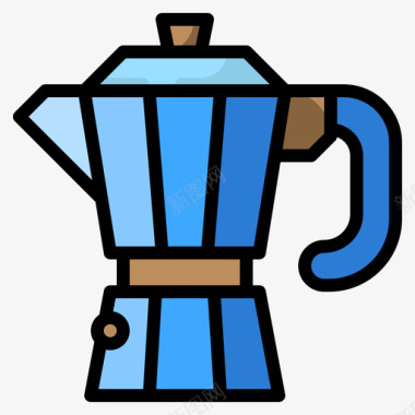 咖啡壶咖啡厅128线性颜色图标图标