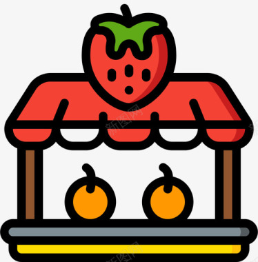 水果摊市场66线性颜色图标图标