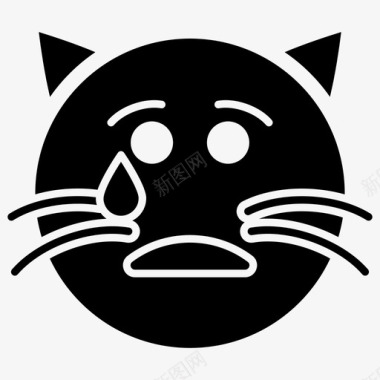 哭泣的猫脸表情符号情感图标图标