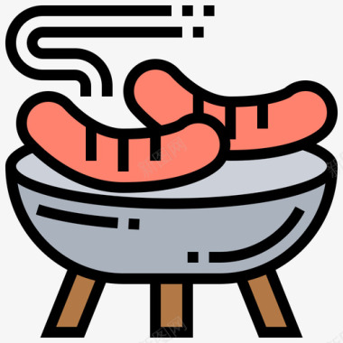 香肠烧烤和烧烤派对3原色图标图标