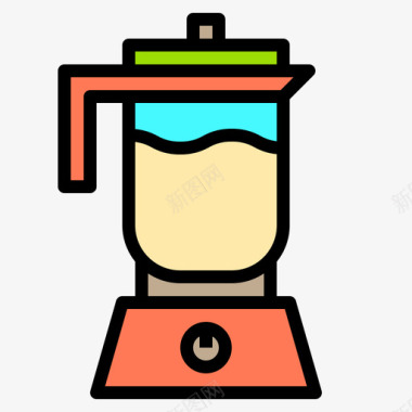 搅拌机咖啡店132线性颜色图标图标