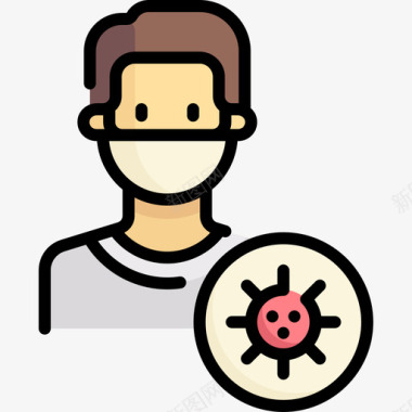 感染冠状病毒20线状颜色图标图标