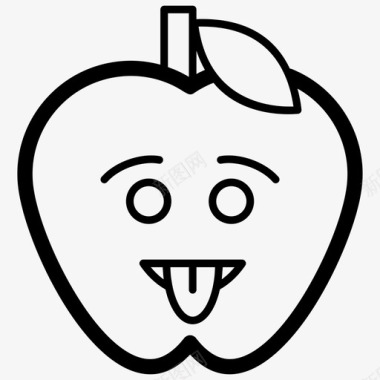 吐舌头苹果表情符号情感图标图标