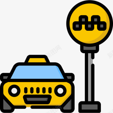 出租车停靠站出租车服务26线形颜色图标图标
