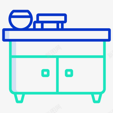 书桌家具装饰3轮廓颜色图标图标