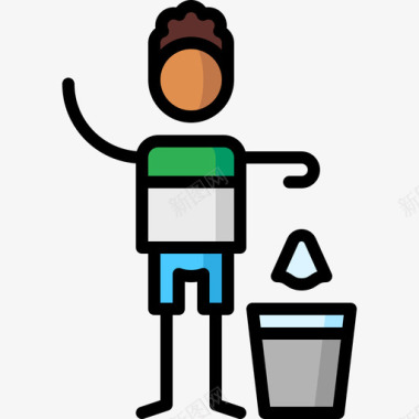 垃圾桶居家5线性颜色图标图标