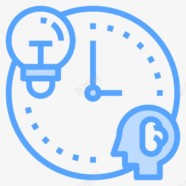时间大脑概念10蓝色图标图标