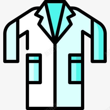实验室外套冠状病毒15线状颜色图标图标