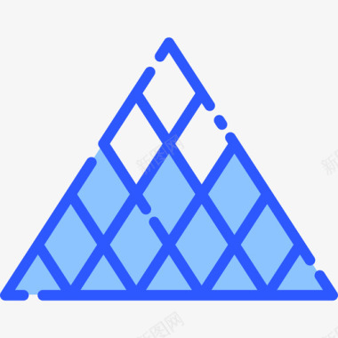 卢浮宫金字塔31号地标蓝色图标图标