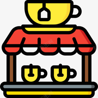 茶馆66号市场线性颜色图标图标