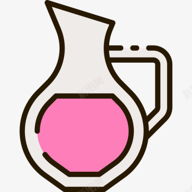 水罐134号餐厅线性颜色图标图标