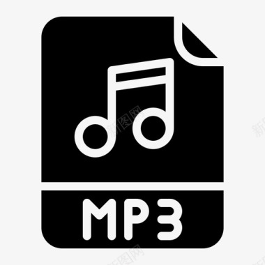 Mp3文件扩展名3字形图标图标