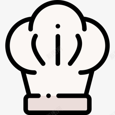 厨师帽121号餐厅线性颜色图标图标