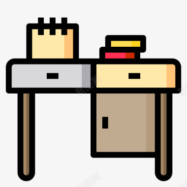 书桌家具装饰10线颜色图标图标