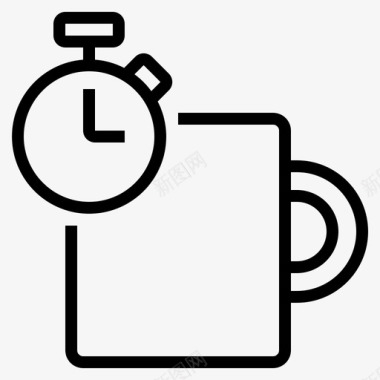 咖啡和时间业务时钟图标图标