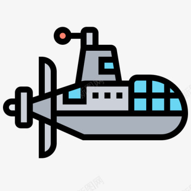 潜水艇潜水元素1线性颜色图标图标