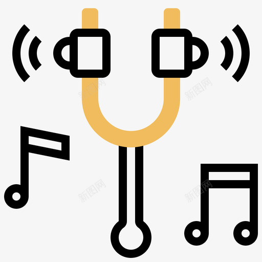 音叉科学146黄影图标svg_新图网 https://ixintu.com 科学 音叉 黄影