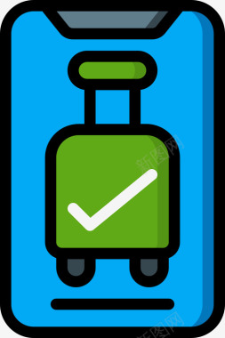 移动式行李4线性颜色图标图标