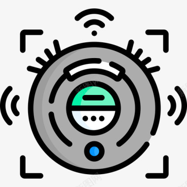 机器人真空101技术线性颜色图标图标