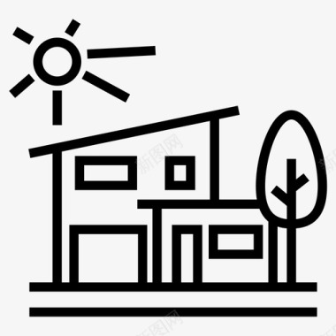 太阳屋住宅建筑师图标图标