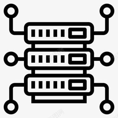 数据存储网络托管69线性图标图标