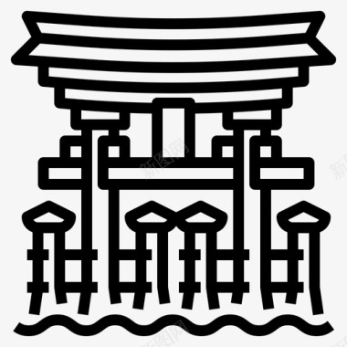 日本九四岛神社轮廓图图标图标