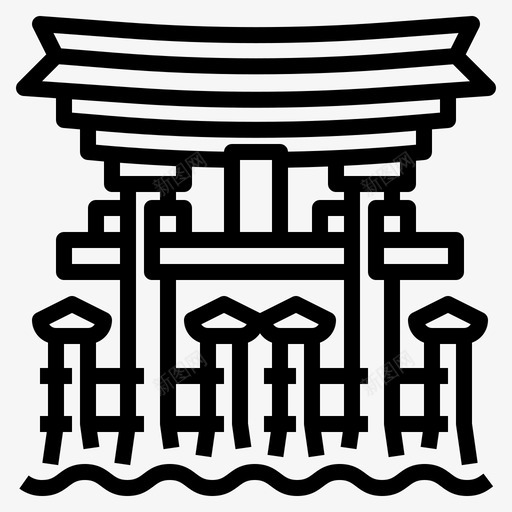 日本九四岛神社轮廓图图标svg_新图网 https://ixintu.com 九四 日本 神社 轮廓