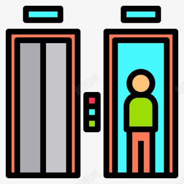 电梯机场151线性颜色图标图标