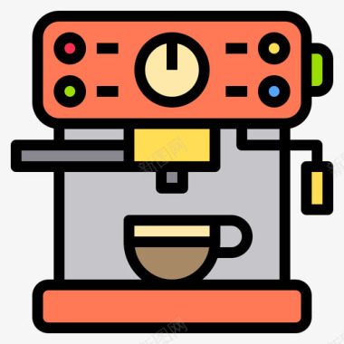 浓缩咖啡咖啡店132线性颜色图标图标