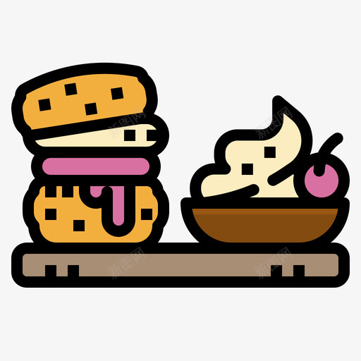 Sconeaugustbakery4线性颜色图标svg_新图网 https://ixintu.com Scone august bakery 线性 颜色