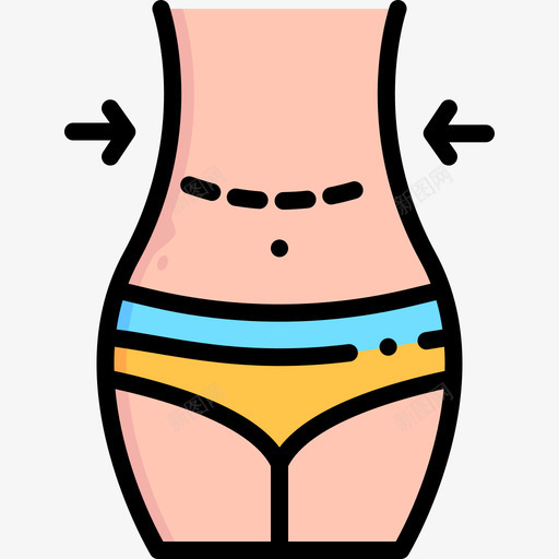 腹部成形术整形手术45线色图标svg_新图网 https://ixintu.com 成形术 手术 整形 线色 腹部
