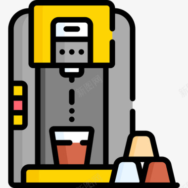 咖啡机101技术线性颜色图标图标