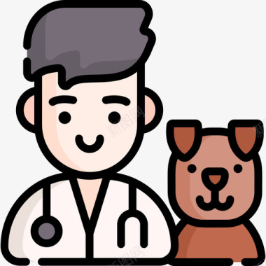 兽医职业和化身2线性颜色图标图标