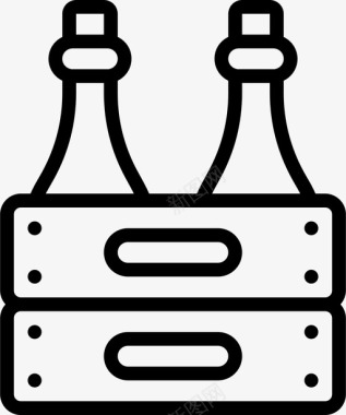 板条箱葡萄酒9线性图标图标