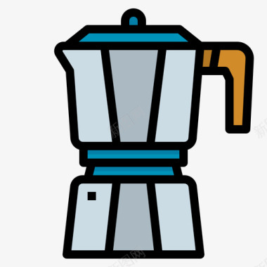 莫卡壶咖啡84线性颜色图标图标