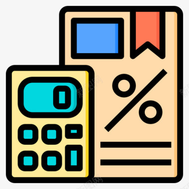 折扣计算器工具2线颜色图标图标