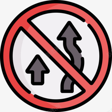 禁止超车交通标志24线形颜色图标图标