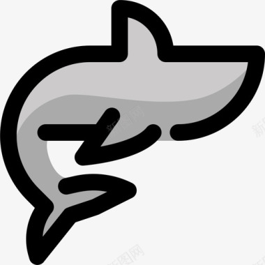 鲨鱼野生动物7线形颜色图标图标