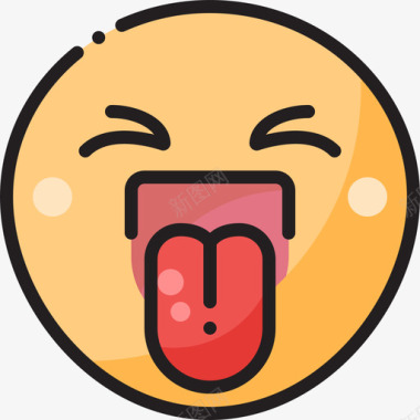舌头伸出来笑脸6线性颜色图标图标