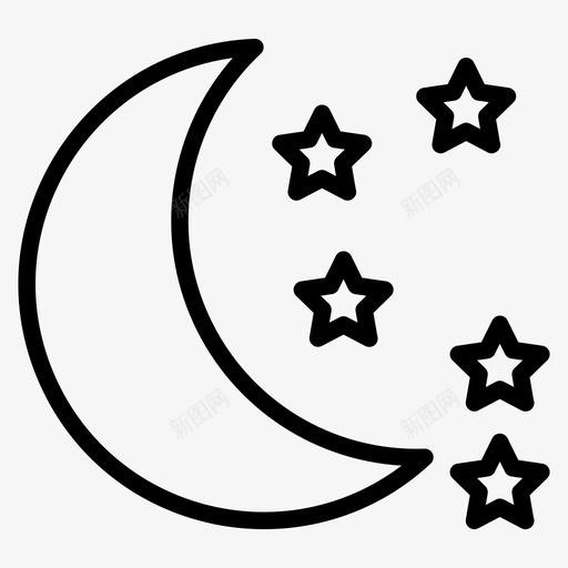 夜晚晴朗的夜晚月光图标svg_新图网 https://ixintu.com 图标 夜晚 夜空 天气 时间 晴朗 月光 线图