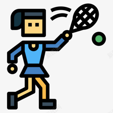 网球网球8线性颜色图标图标