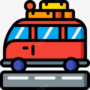 露营车公路旅行9线性颜色图标图标