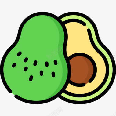 鳄梨纯素食品9原色图标图标