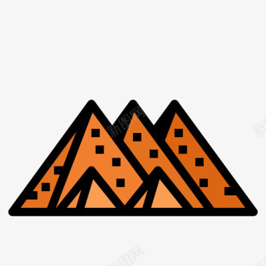 金字塔地标36线性颜色图标图标