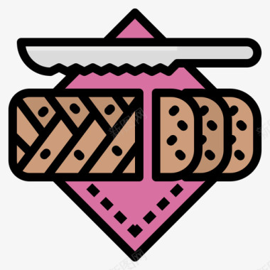 奶油酥饼八月面包店4线性颜色图标图标