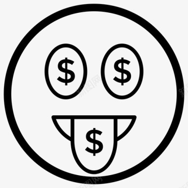 钱嘴脸表情符号情感图标图标