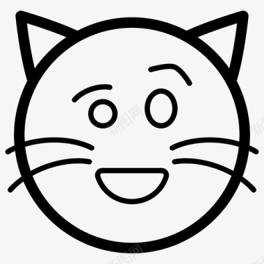 眨眼猫脸表情符号情感图标图标