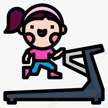 跑步机运动健身1线性颜色图标图标